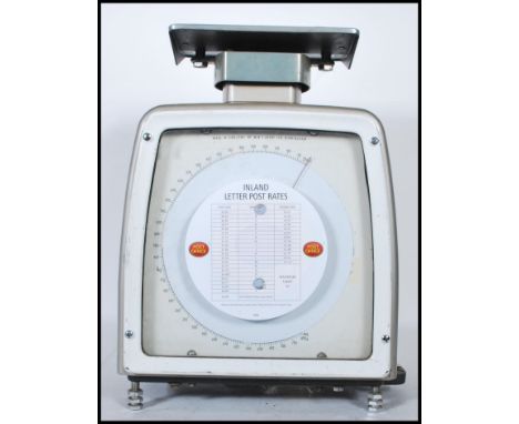 A vintage retro 20th Century Post Office Inland Letter Post Rates balance scales by W &amp; T Avery Ltd Birmingham.