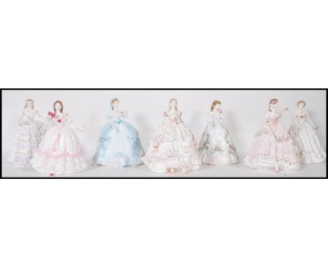 A collection of Royal Worcester ceramic figurines modelled as ladies to include The First Quadrille limited edition 249/12500