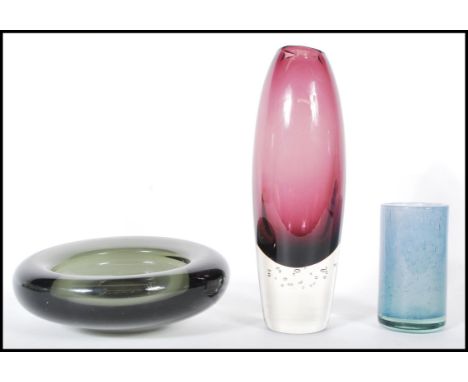 Scandinavian&nbsp; glass - A group of three pieces of 1960's / 70's retro vintage studio glass to include a Danish Holmegaard