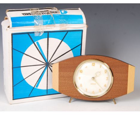 Westclox - General Time Ltd - A 1960's Scottish retro vintage bedside / mantel clock having an elliptical shaped and bevelled