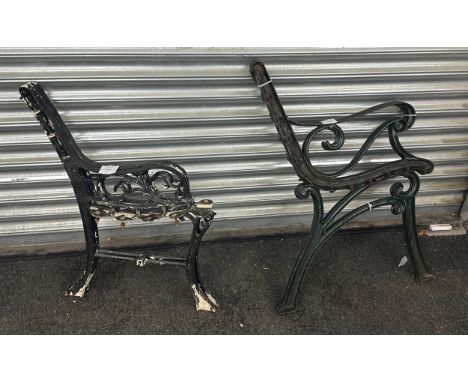 Two sets of cast iron bench ends 