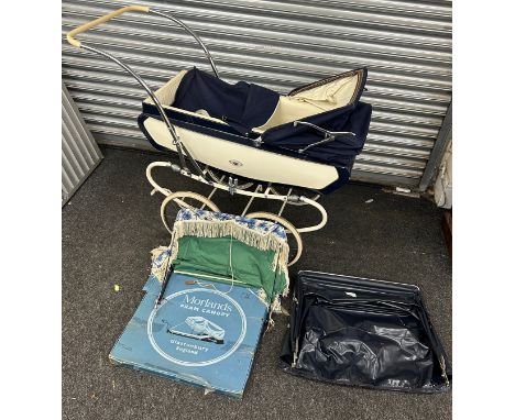 Vintage Pedigree pram with 2 additional Pram Canopy, includes Morlands