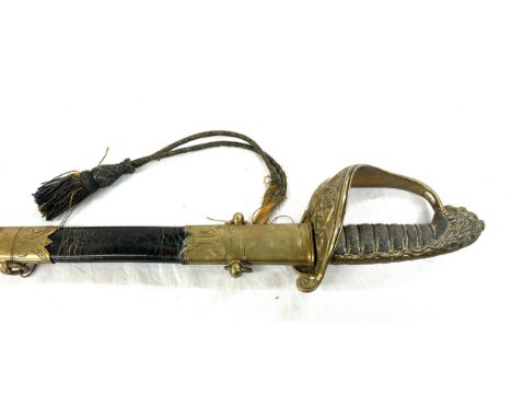 British Wilkinson Victorian naval sword, back edge of blade with serial number 5115