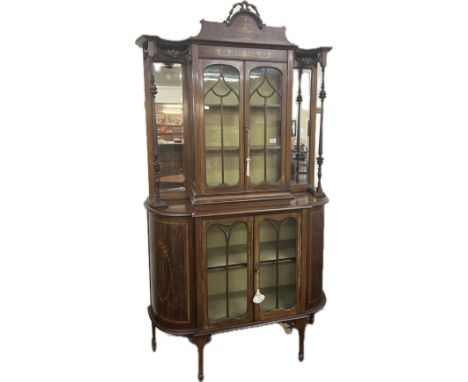Mahogany Edwardian inlaid chiffonier, approximate measurements: Height 84 inches, Width 45 inches, Depth 17 inches