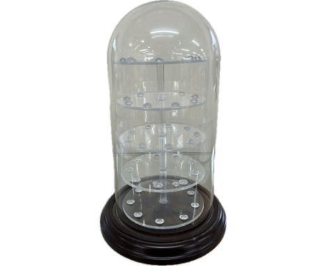 Vintage glass domed 5 tier thimble display case height 14 inches 