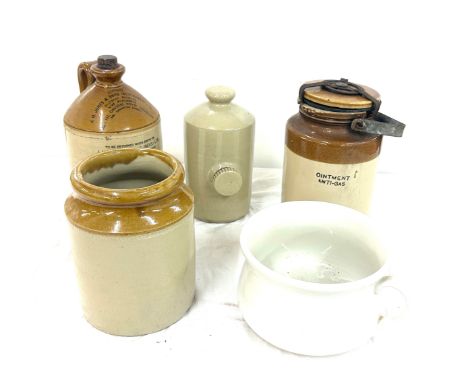Selection of vintage earthen ware tallest measures 11 inches tall 