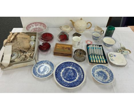Large selection of miscellaneous includes Cups and saucers, cranberry glass etc