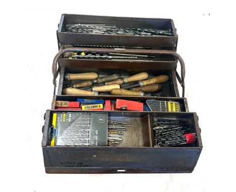 Tool box of drill bits and files 