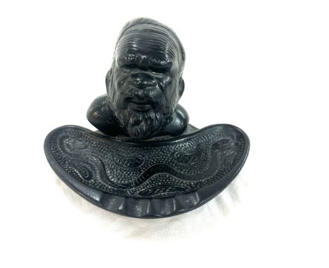 Takacs studio New South Wales circa 1960 ceramic slip cast dish with indigenous bust incised Takacs Australia measures approx