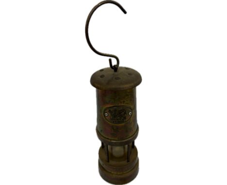 Vintage Cymru Welsh miners lamp, height 13 inches