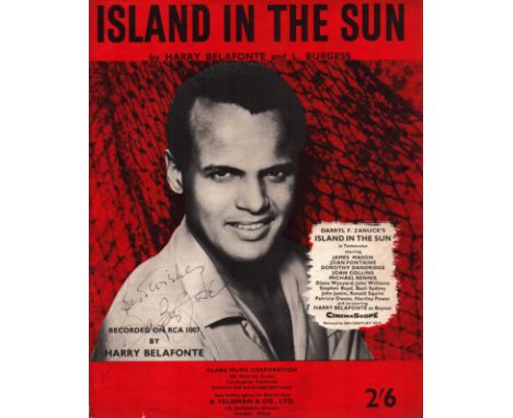 Harry Belafonte signed 11x9 inch Island in the Sun music score sheet signature on front cover. Good condition. All autographs