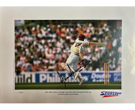 Gordon Greenidge signed limited edition print with signing photo Regarded as one of the best opening pairs in the world, with