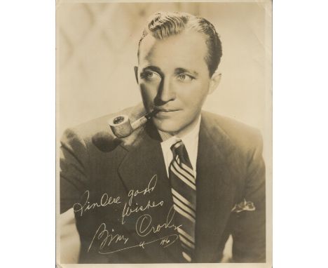 Bing Crosby 10x8 inch vintage sepia photo. Printed signature. Good condition. All autographs come with a Certificate of Authe