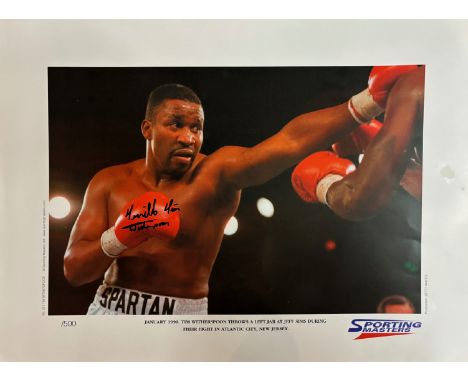 Tim Witherspoon signed limited edition print with signing photo Two time winner of World Heavyweight boxing titles; WBC in 19