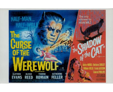 Catherine Feller signed The Curse of the Werewolf colour postcard. Good condition. All autographs come with a Certificate of 