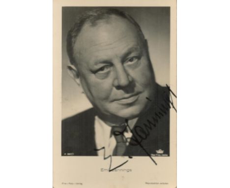 Emil Jannings (1884-1950), a signed 5.5x3.5 inch photo postcard. A German actor who in 1927 was the first recipient of the Ac