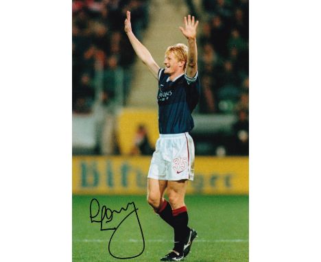 Autographed COLIN HENDRY 12 x 8 photo : Col, depicting COLIN HENDRY celebrating after team mate Jonatan Johansson had scored 