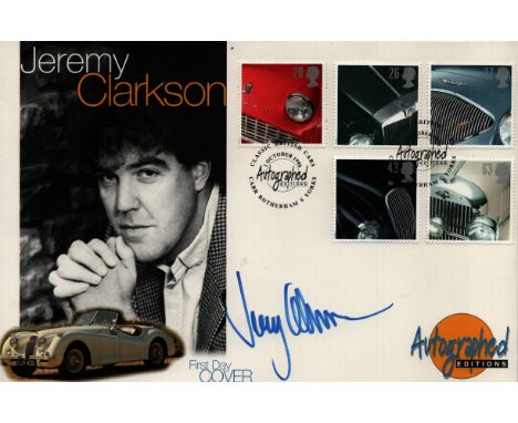 Jeremy Clarkson signed Autographed Editions Classic Cars 1996 large FDC double PM Classic British Cars Carr Rotherham S Yorks