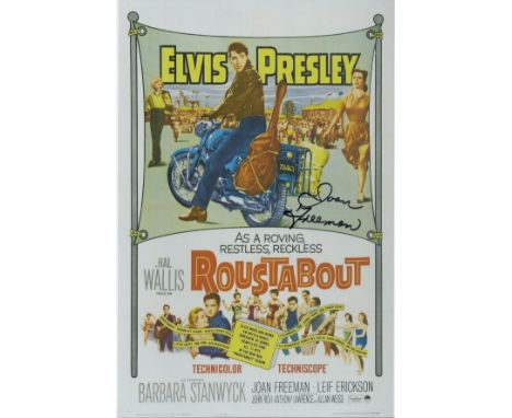 Joan Freeman, a signed 12x8 inch photo from the film poster of Roustabout (1964), in which she played the part of Cathy Lean 