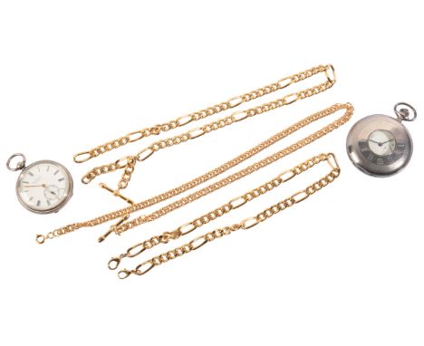 J.W. BENSON, LONDON: A GENTLEMAN'S SILVER OPEN FACE POCKET WATCHwith key wind movement, the white enamel dial with black Roma