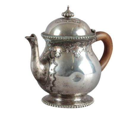 AN EDWARD VII SILVER BACHELORS TEAPOTby Goldsmiths & Silversmiths, London 1909, of 18th century baluster shape with cut card 