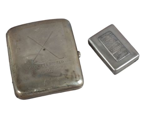 'THE CALCUTTA SHIELD': A VICTORIAN SILVER CIGARETTE CASEby Samson Mordan & Co, London 1895, with curved body, engraved with p