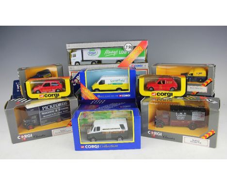A collection of Corgi vehicles to include a classics Royal Mail set, Morris Minor van & Bedford van, D7/1, four further class