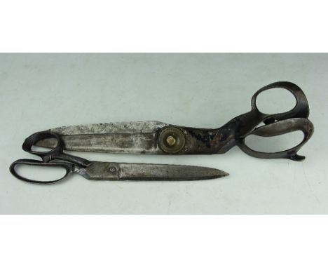 A pair of R. Heinisch, Newark, USA, tailors shears, 40cm, with a smaller pair of scissors (2)