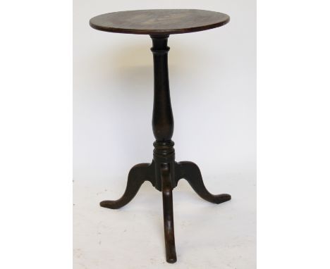 A George III oak tripod table, with turned column, 66cm H x 41cm diameter