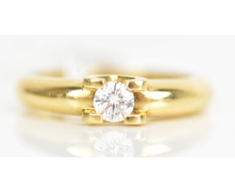 An 18ct gold solitaire diamond engagement ring, the brilliant cut 0.27 diamond, approx clarity VS, approx colour F-H, the fou