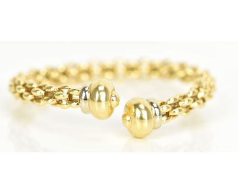 An 18ct yellow gold bangle, possibly by Fope, having a chain link design and polished terminals, stamped 750, 29.2 gramsIf th