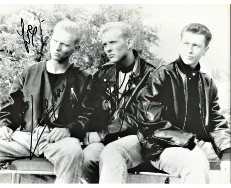 Bros- Matt Goss, Luke Goss &amp; Craig Logan Signed 10x8 Black And White Photograph. Bros Are An English Band Formed In 1986 