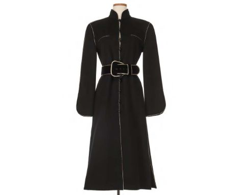 20th centuryThe mandarin collar with button front closure and two front besom pockets, with gold trimmed velvet belt (no size