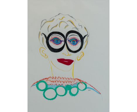 Portrait of Iris ApfelSigned BAS (lr)Colored pencil and ink on paper(Frame 33 1/2 x 27 1/2 inches)No condition report? Click 