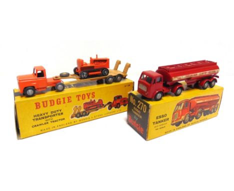 TWO BUDGIE DIECAST MODEL LORRIES  comprising a No.234, International Low Loader with Caterpillar D.8 Caterpillar Tractor, wit