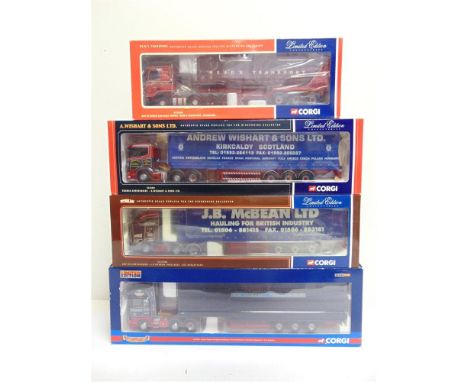 FOUR CORGI CLASSICS DIECAST MODEL COMMERCIAL VEHICLES  comprising a No.CC12201, Scania Curtainside 'Andrew Wishart'; No.CC132