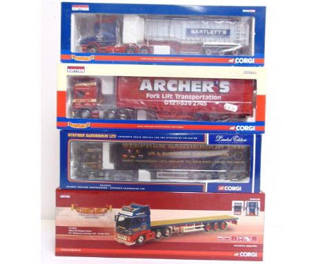 FOUR CORGI CLASSICS DIECAST MODEL COMMERCIAL VEHICLES  comprising a No.CC14021, Volvo FH Flatbed Trailer 'R.C. Robinson's Hau