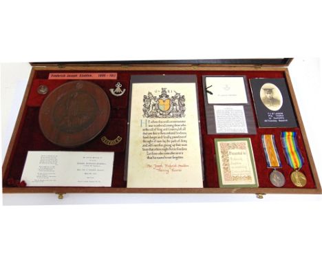 A GREAT WAR MEMORIAL PLAQUE TO PRIVATE J.F. STADDON, 95TH BATTALION, TRAINING RESERVE  (JOSEPH FREDERICK STADDON); together w