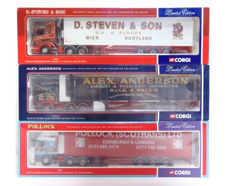 THREE CORGI CLASSICS DIECAST MODEL COMMERCIAL VEHICLES  comprising a No.75205, E.R.F. EC Series Curtainside 'Pollock (Scotran