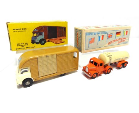 TWO MORESTONE / BUDGIE DIECAST MODEL LORRIES  comprising a Morestone 'Trucks of the World' Scammell Articulated Tanker, orang