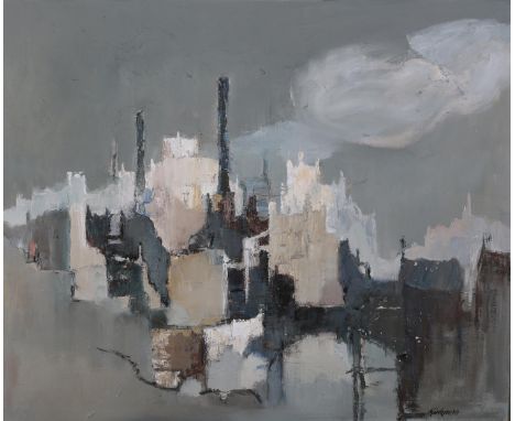 ARR Ernest R. Kirkness (1900-1979), Northern City, oil on board, signed to lower right, titled verso, 55cm x 66.5cm. 