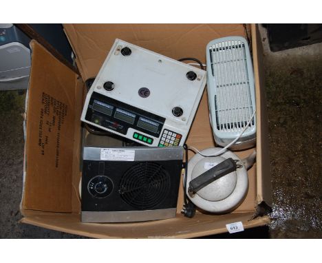 An AGA kettle, heaters and scales etc.