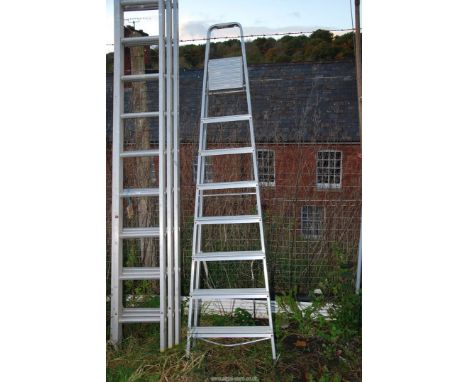 Aluminum 8 rung step ladder.