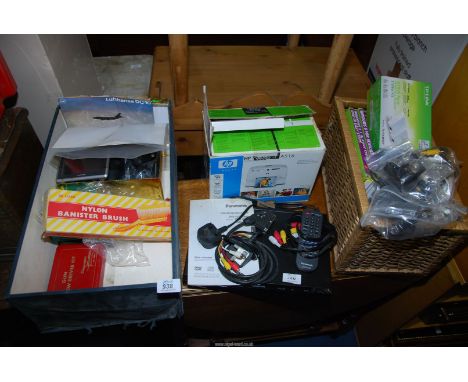 A HP photo smart printer, a Panasonic DVD player, a gun screwdriver kit, Tom Tom etc.