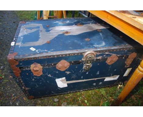 A leather bound trunk, a/f.
