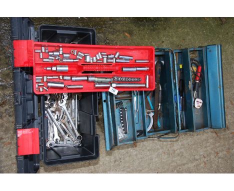 A cantilever tool box and contents, and a Stanley tool box and contents,