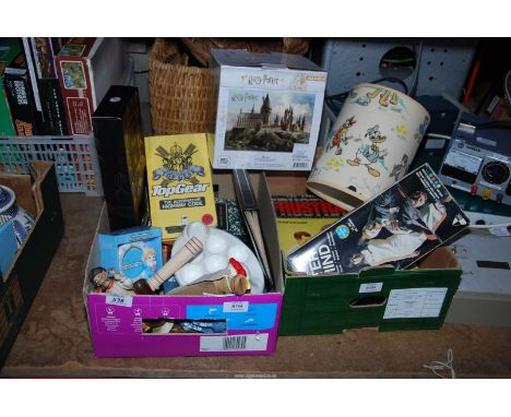 Children's books, lamp shade, and perfumes etc.