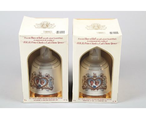 Bell’s Prince Charles And Lady Diana Marriage 29th July 1981 Decanter, blended Scotch Whisky in white Wade ceramic decanter. 