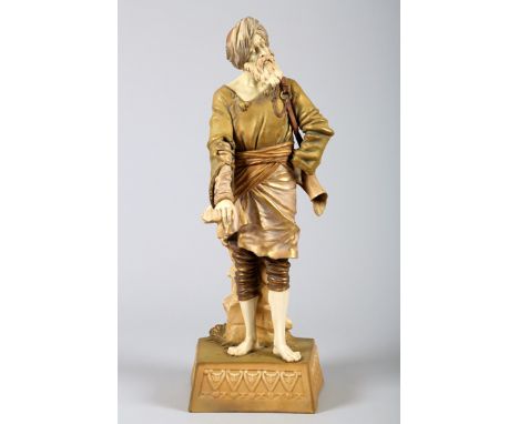 Large Austrian ceramic figure ornament of a barefoot Arab by Turn Wien, Austria, 45cm high 