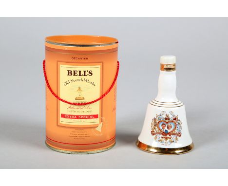 Rare Miniature Bell’s Prince Charles And Lady Diana Marriage 29th July 1981 Decanter, blended Scotch Whisky in white Wade cer